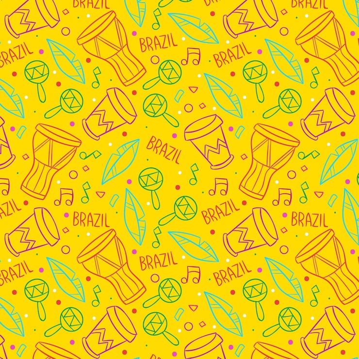 Vetor padrão amarelo carnaval brasileiro