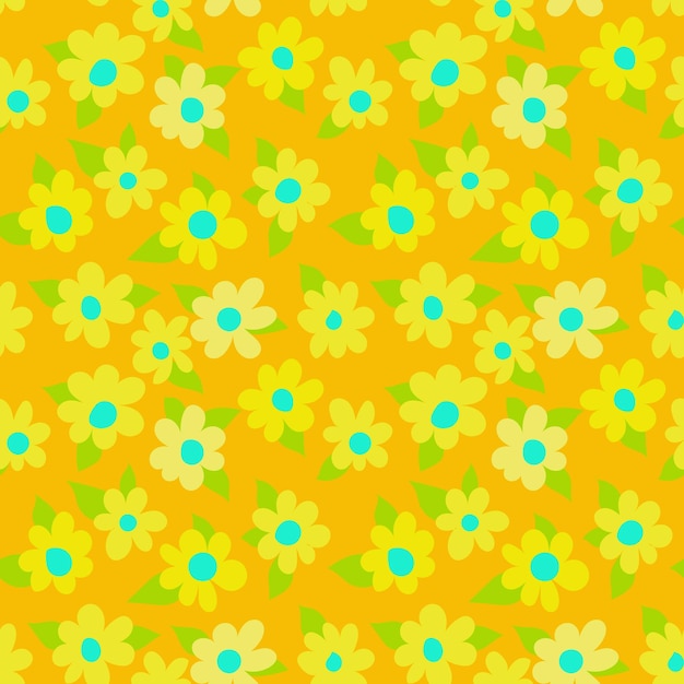 Vetor padrão amarelo de vetor floral simples e perfeito