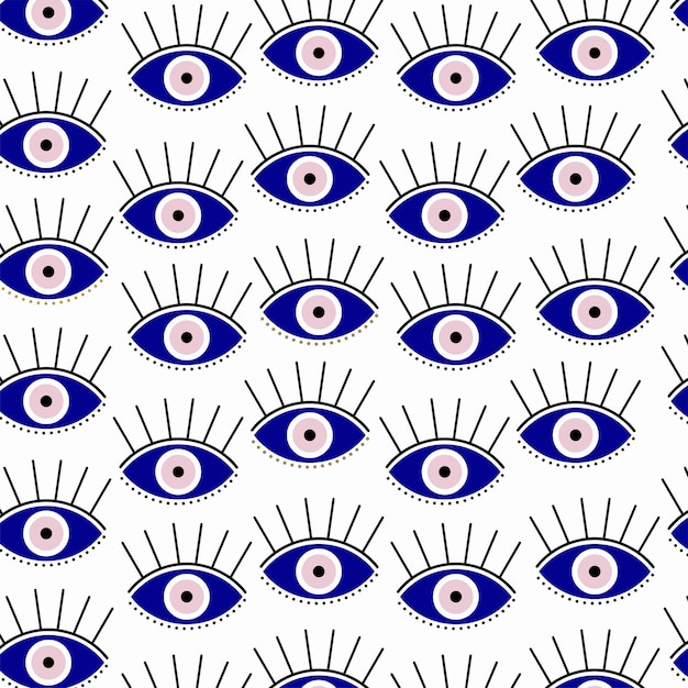 Vetor padrão azul pastel nazar olho grego padrão místico perfeito