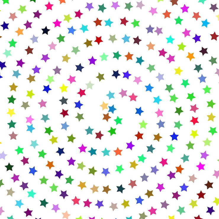 Vetor padrão circular de pequenas estrelas coloridas