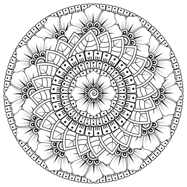 Padrão circular em forma de mandala com flor. ornamento decorativo em estilo oriental étnico.