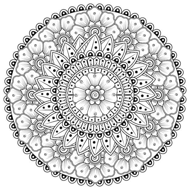 Padrão circular em forma de mandala com flor. ornamento decorativo em estilo oriental étnico.