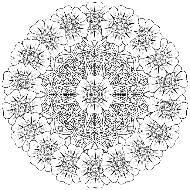 Padrão circular em forma de mandala em estilo étnico oriental, indiano.