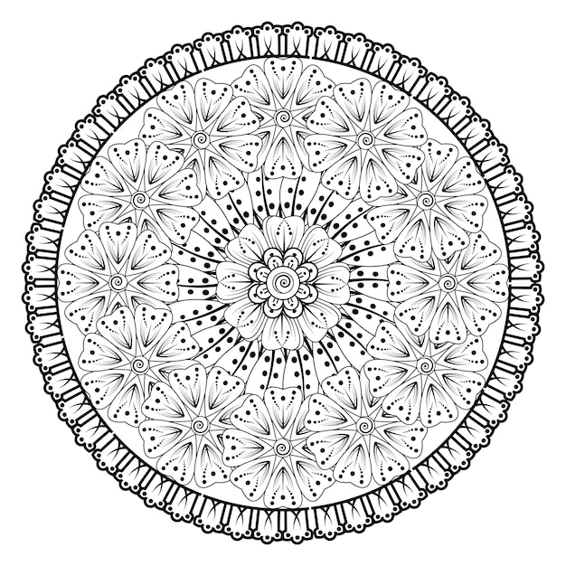 Padrão circular em forma de mandala para decoração de tatuagem henna mehndi ornamento decorativo em et