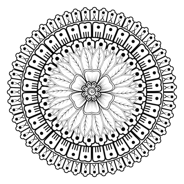 Padrão circular em forma de mandala para decoração de tatuagem Henna Mehndi Ornamento decorativo em et