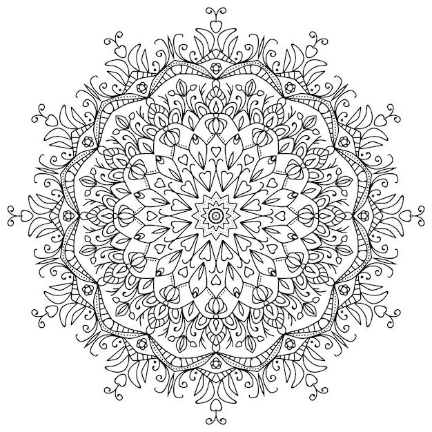 Padrão circular em forma de mandala para decoração de tatuagem henna mehndi