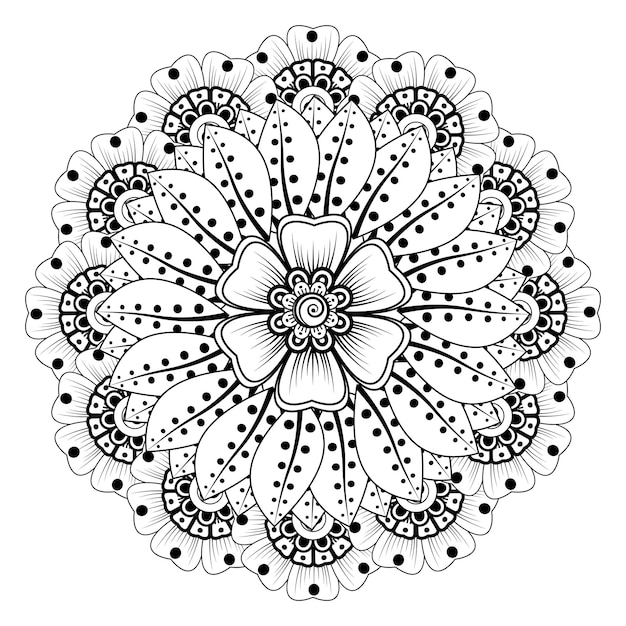 Padrão circular em forma de mandala para henna, mehndi, tatuagem, decoração. página do livro para colorir.