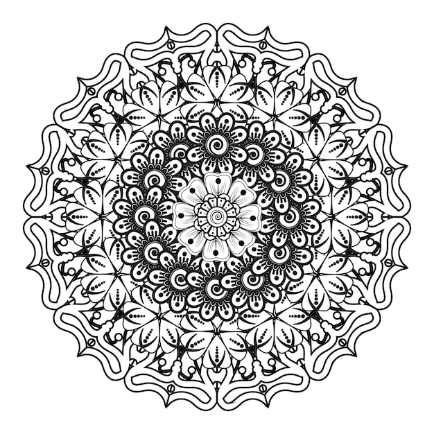 Padrão circular em forma de mandala para henna, mehndi, tatuagem, decoração. página do livro para colorir.