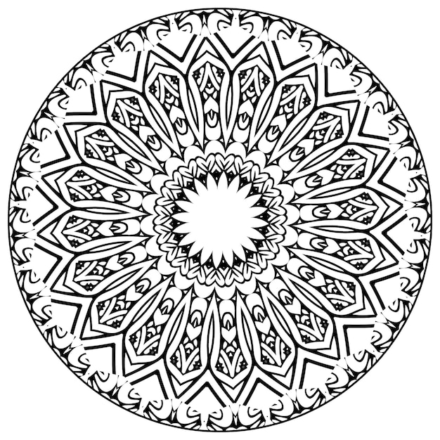 Padrão circular simples em forma de mandala para henna, mehndi, tatuagem, decoração.