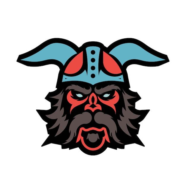 Padrão colorido de uma cabeça de viking logo ou tatuagem esboço para copos de camisetas sinaliza capas de telefone e imprime ilustração vetorial