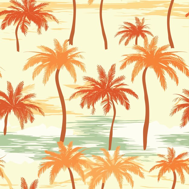 Vetor padrão colorido sem costura de palmeiras do havaí