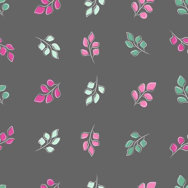 Padrão com plantas abstratas em um fundo escuro