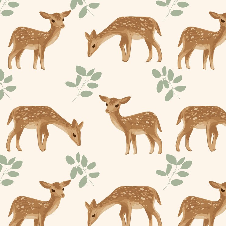 Vetor padrão com veado elegante com ilustração vetorial de vegetação de moldura floral