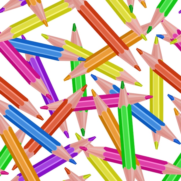 Vetor padrão contínuo e infinito com lápis de cor em fundo branco, formato vetor eps 10