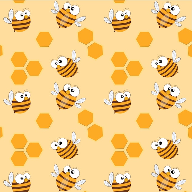 Padrão de abelha fofo com favo de mel