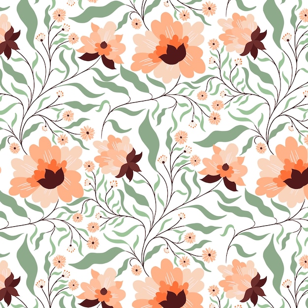 padrão de allover floral de outono laranja castanho