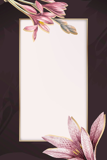Padrão de amarílis rosa com vetor de moldura de ouro