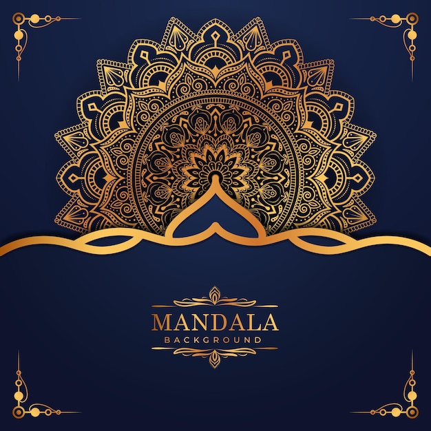 Padrão de arabescos de ouro de luxo no fundo de mandala estilo oriental islâmico árabe premium vector