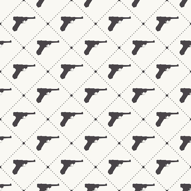 Padrão de armas de fogo em fundo branco. ilustração de estilo militar e criativo