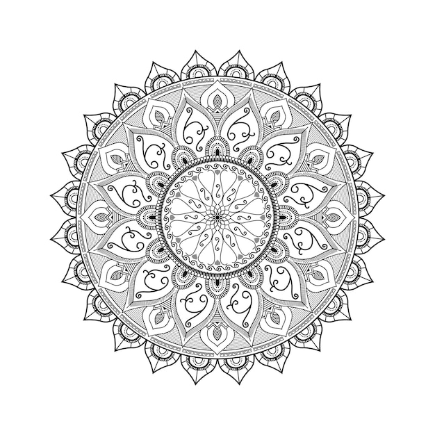 padrão de arte mandala floral árabe de contorno