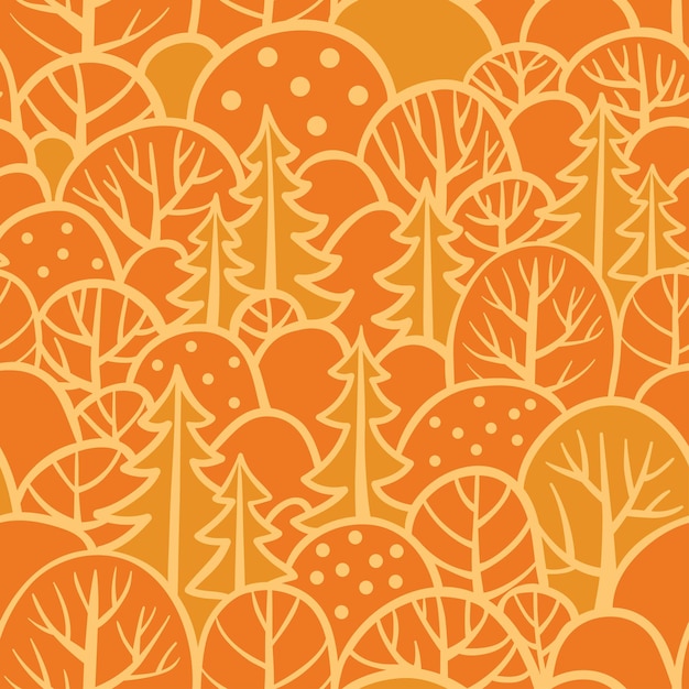 Vetor padrão de árvore sem costura com ilustração de floresta
