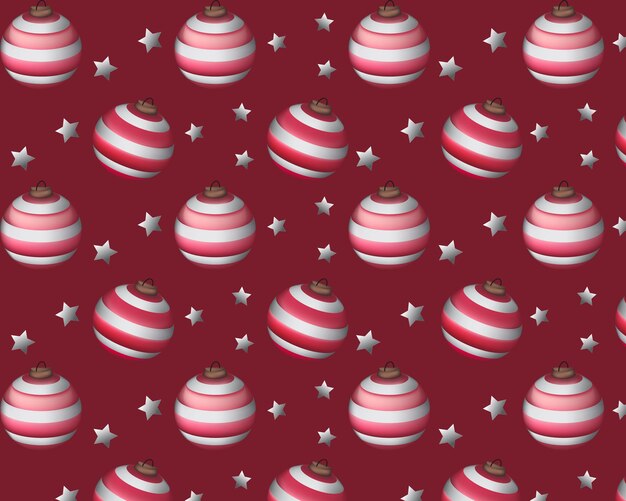 Padrão de bolas de natal de fundo com design vermelho