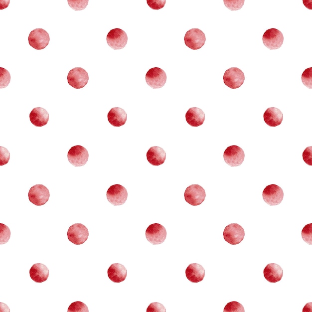 Padrão de bolinhas com círculos vermelhos em aquarela sobre um fundo branco