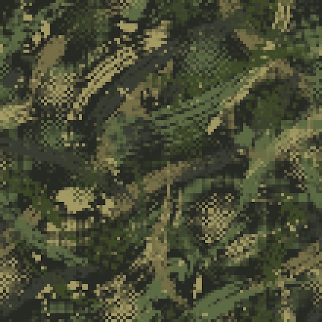 Padrão de camuflagem abstrata sem costura com efeito retrô pixel