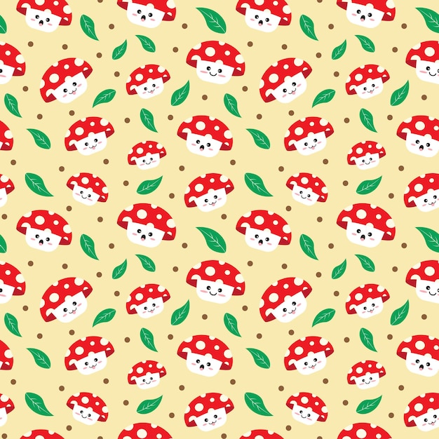 Padrão de cogumelo fofo sem costura Design para fundo de embrulhotexteis ilustração vetorial