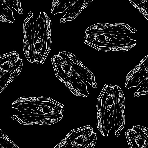 Padrão de concha em estilo de uma linha contorno da planta conchas de arte de tinta gravada em preto e branco esboce flor selvagem para moldura ou borda de padrão de invólucro de textura de fundo