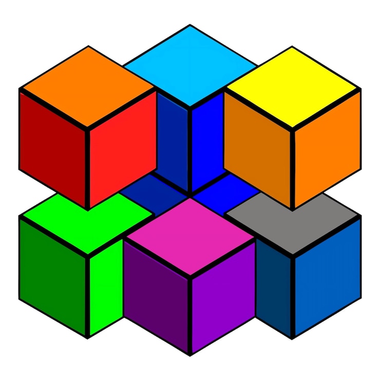 Vetor padrão de cubo 3d colorido