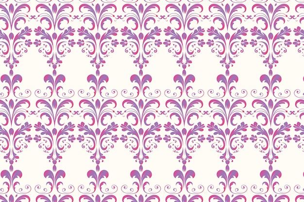 Padrão de damasco floral roxo em papel de parede de fundo branco