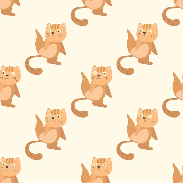 Padrão de desenho animado de gatinho fofo sem costura