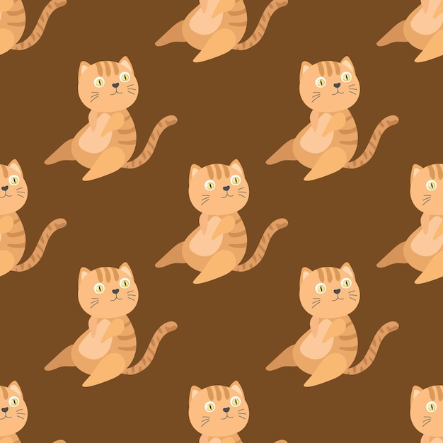 Padrão de desenho de gato adorável sem costura