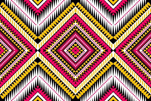 Vetor padrão de desenho têxtil padrão de tecido padrão étnico padrão tribal flor preto amarelo branco rosa geometria