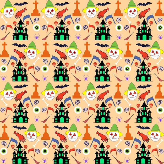 Padrão de dia das bruxas. plano de fundo sem emenda de halloween. vetor