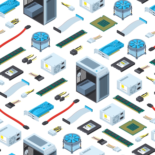 Padrão de dispositivos eletrônicos isométricos