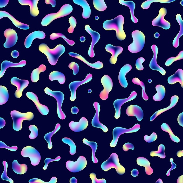Padrão de elementos de forma fluida gradiente neon abstrata