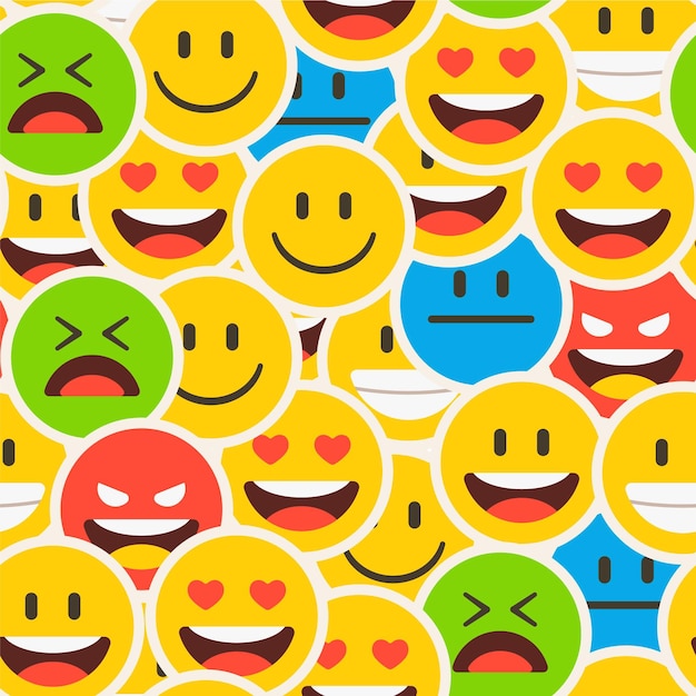 Padrão de emoticon colorido de sorriso lotado