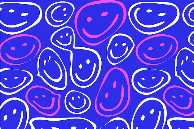 Padrão de emoticon de sorriso distorcido branco e violeta