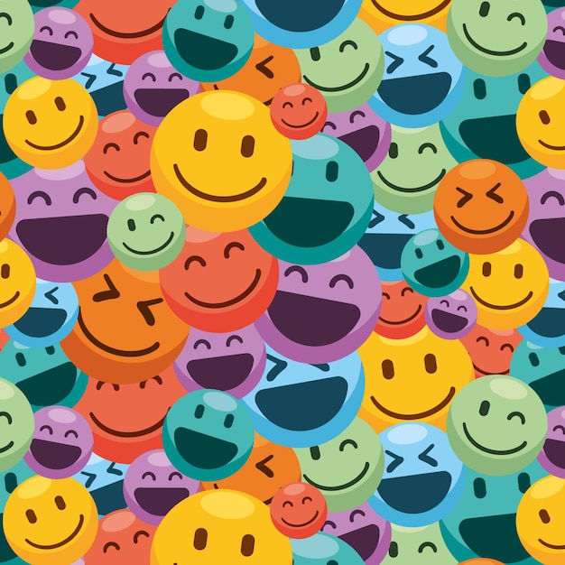 Vetor padrão de emoticons de sorriso colorido