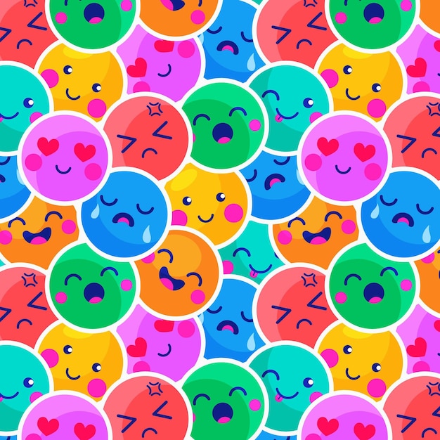 Padrão de emoticons de sorriso colorido