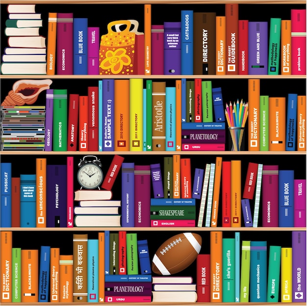 Padrão de estante de livros sem emenda.