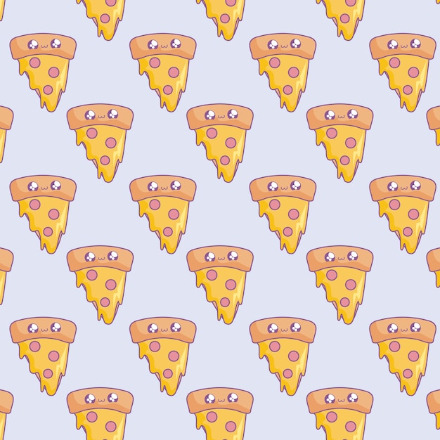 Padrão de fatia de pizza deliciosa estilo kawaii