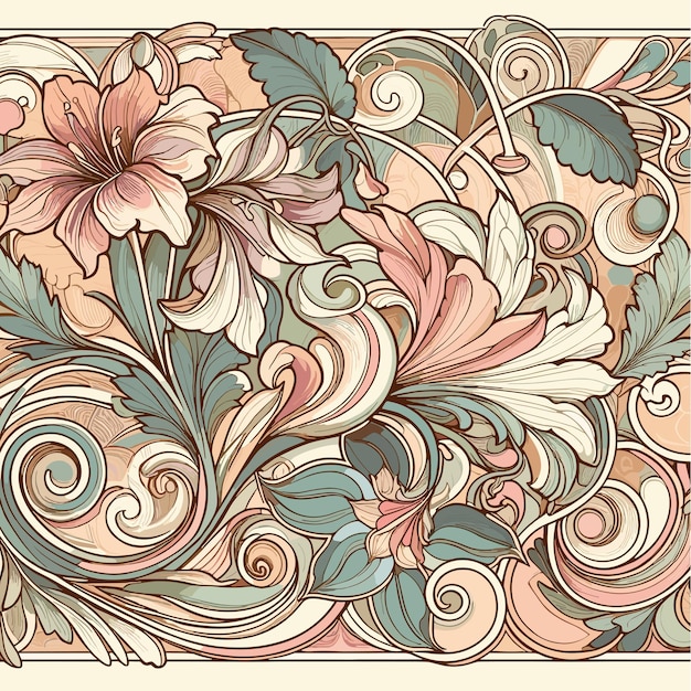 Padrão de flor art nouveau