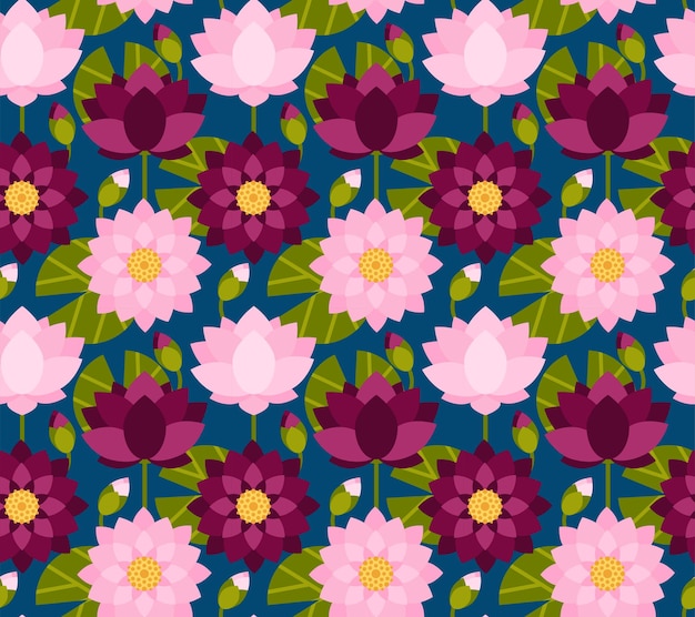 Padrão de flor de lótus sem costura