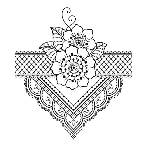 Padrão de flores mehndi para desenho e tatuagem de henna decoração em estilo indiano étnico oriental doodle ornamento esboço ilustração vetorial de desenho à mão