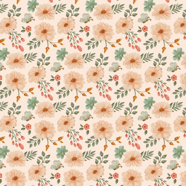 Padrão de flores pequenas em aquarela