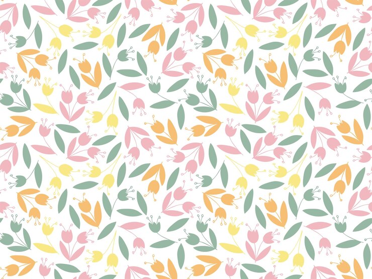 Vetor padrão de flores sem costura em cores pastel fundo desenhado à mão para papel de embrulho têxtil