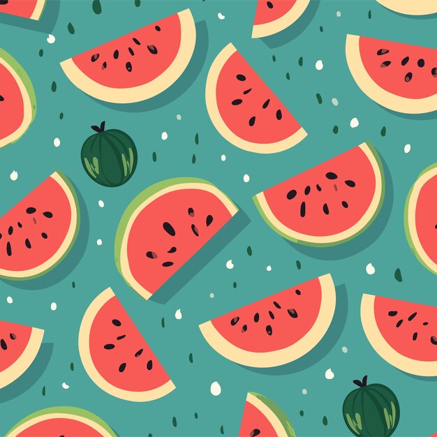 Padrão de frutas com melancia ilustração de padrão de verão doce sem costura de melancia
